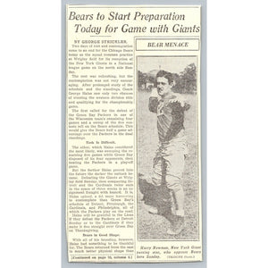 1930s Chicago Bears New York Giants NFL Newspaper Clipping Harry Newman George