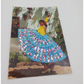 Vintage Spain Postcard Flamenco Dancer Applique Fabric Satin Skirt Glitter