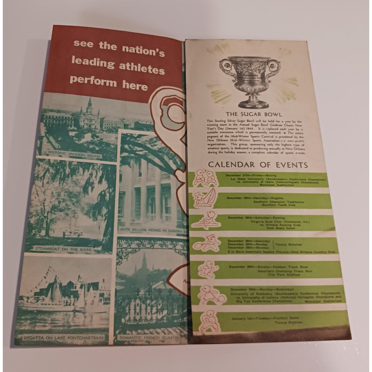 1941 Sugar Bowl New Orleans Mid Winter Sports Program Brochure Football Ephemera