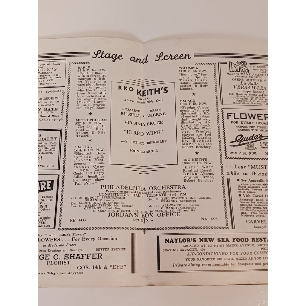 1940 Washington DC Diamond Chatterbox Guide US Capitol Sholl's Cafeterias