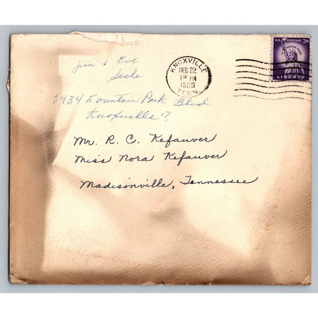 1955 Blue Christmas Nativity Mary Joseph Jesus Sheep Lamb Deer Crest Card