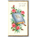 Vintage Get Well Soon Greeting Card Religious Holy Bible Floral Made in USA