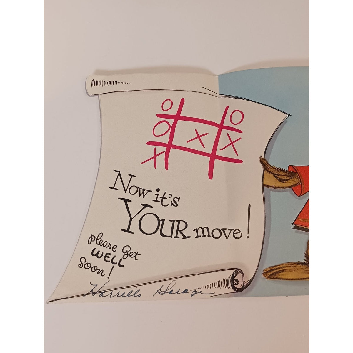 1950s Get Well Card Tic Tac Toe Bear Greetings Plastic Pencil Anthropomorphic