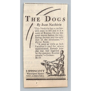 1931 Russian Revolution Ivan Nazhivin THE Dogs Book Ad Lippincott Philadelphia