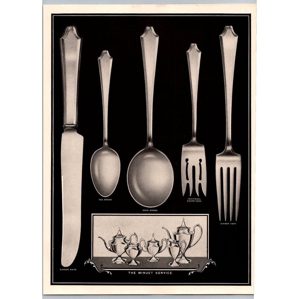 1930s International Sterling Minuet Silverware Ad Price List Ephemera Print