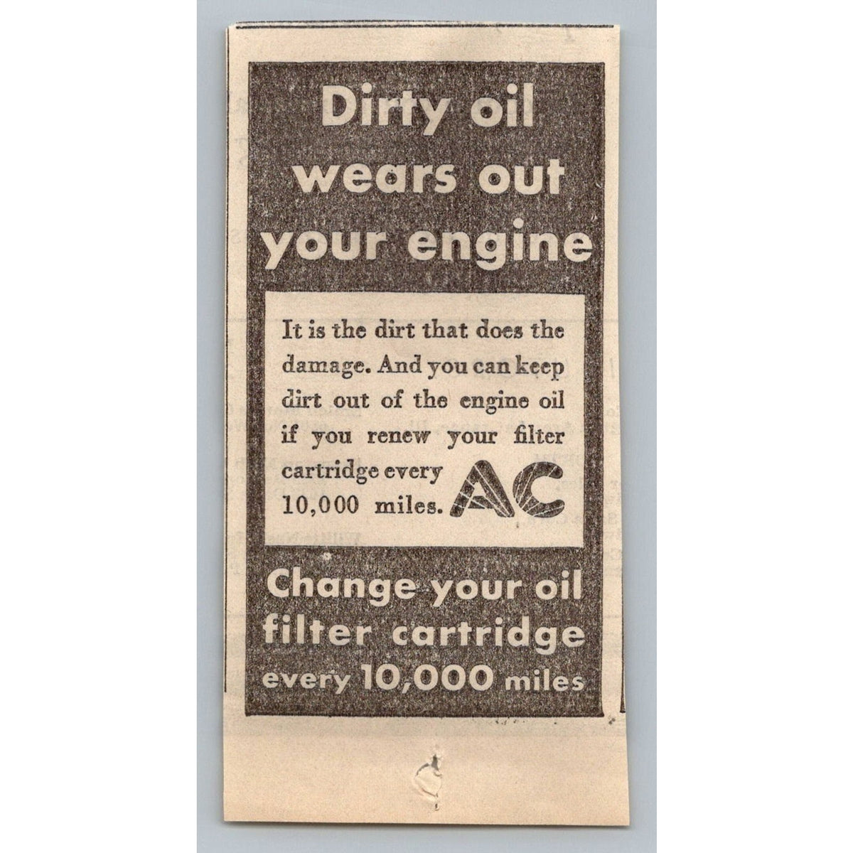 1931 AC Spark Plug Oil Filter Vintage Auto Repair Print Ad Clipping