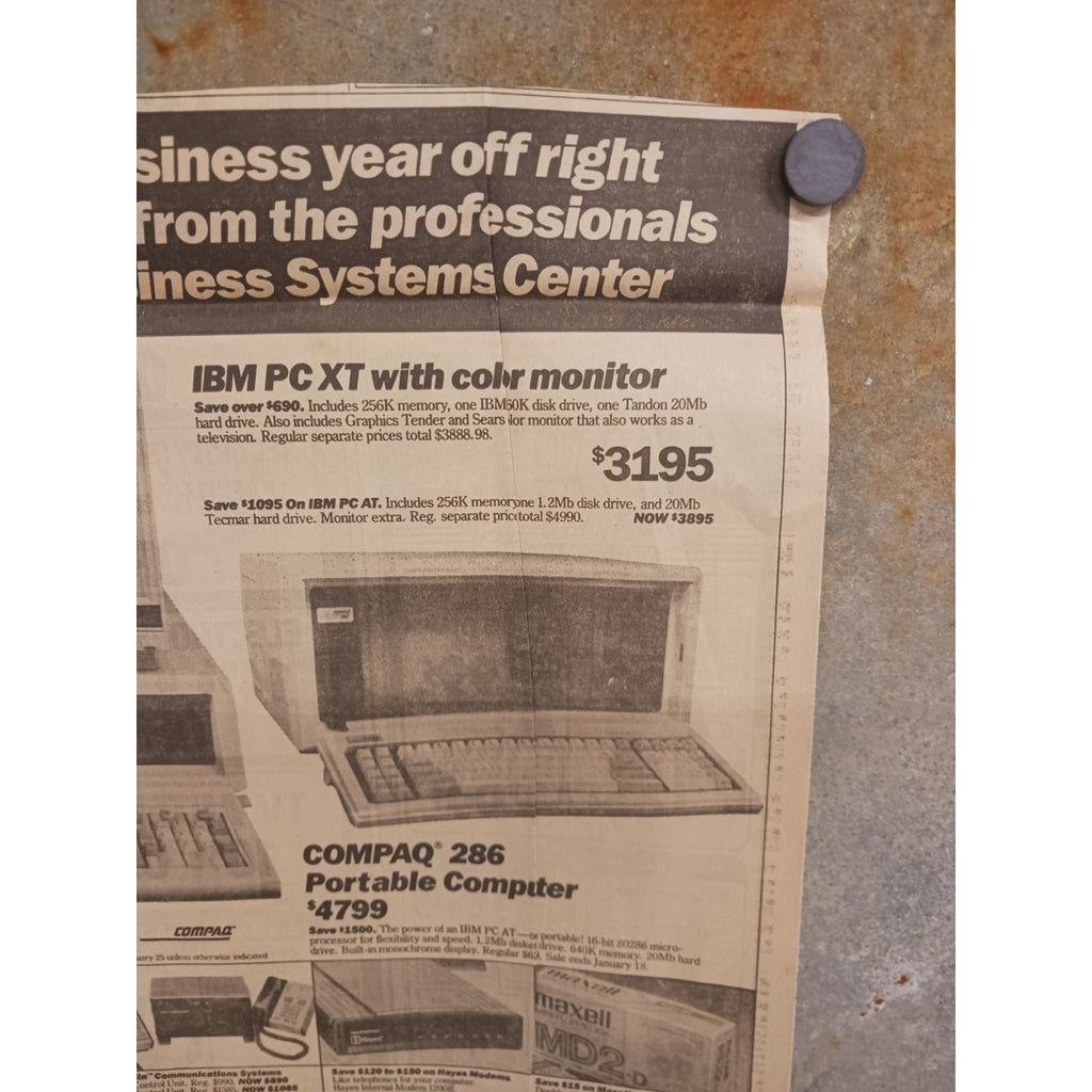 1980s Sears Business Systems Ad IBM PC XT AT Compaq 286 Vintage Computer