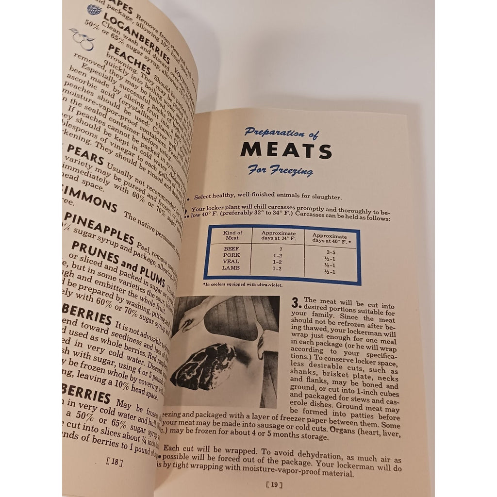 1947 Frozen Food Locker Plant Cookbook Guide Vintage Ephemera Booklet