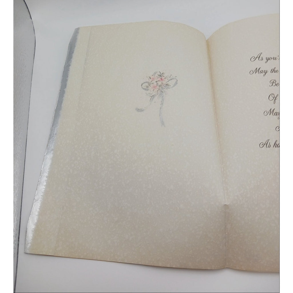 Vintage Hallmark Wedding Greeting Card Bells Floral Glitter Made in USA