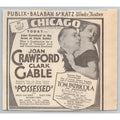 1931 Joan Crawford Clark Gable Possessed Movie Chicago Newspaper Ad