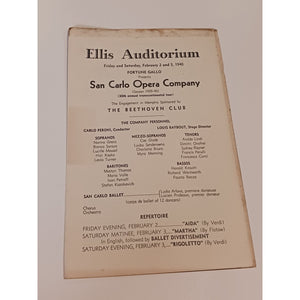 1940 San Carlo Opera Company Program Ellis Auditorium Memphis Verdi Aida