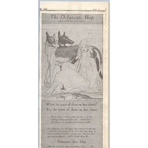 1930 Saks Fifth Avenue Debutante Shop Shoes Fashion Ad Flapper Greyhound Dogs
