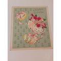 Vintage 1950s American Greetings Easter Card Glitter Pink Roses Eggs Ephemera