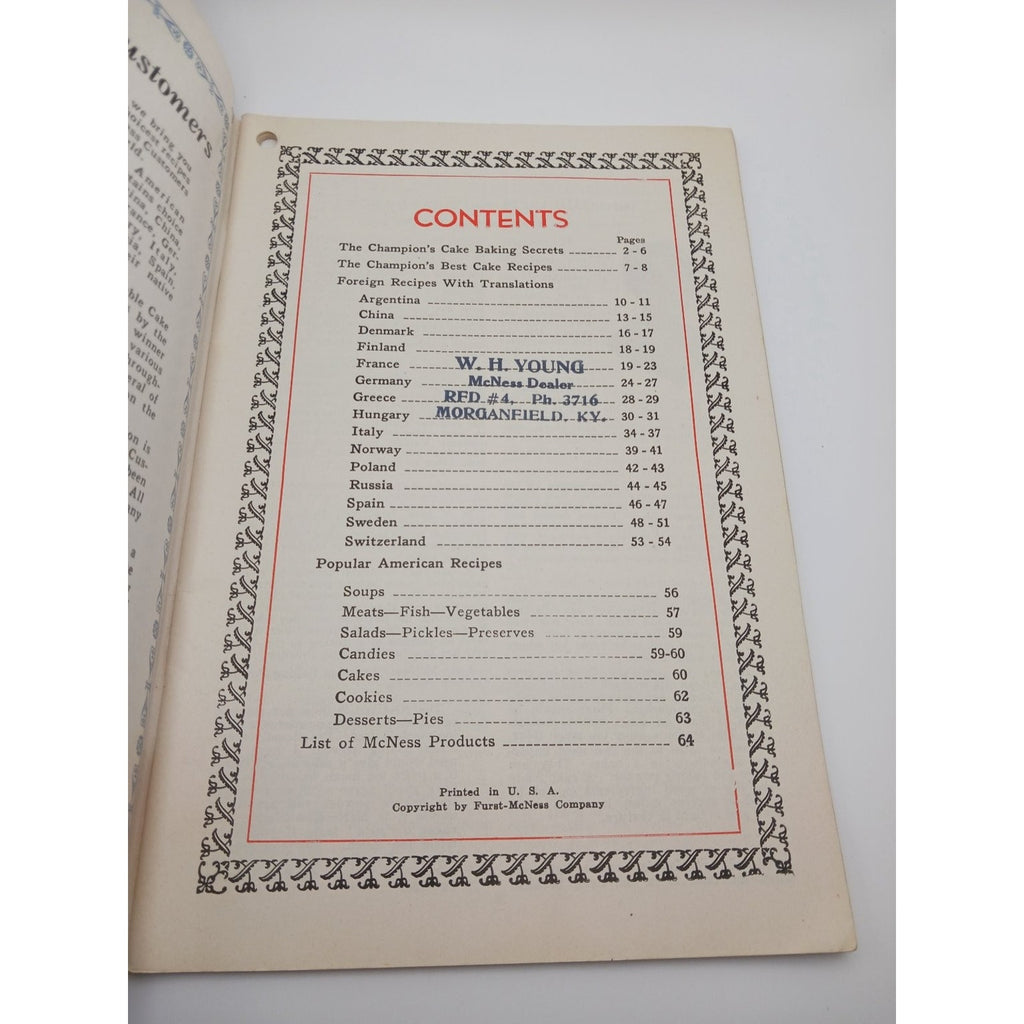 McNess Recipes From Round The World Cookbook Booklet Vintage International