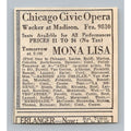 1931 Chicago Civic Opera Ad Mona Lisa Aida Samson Delilah La Boheme Trovatore